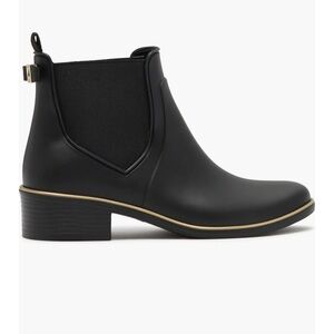 KATE SPADE New York Solstice Rain Ankle Boots Size 7 Black Gold